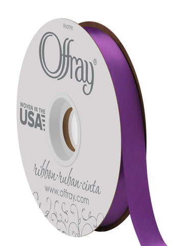 Offray Double Face Satin Ribbon Regal Purple 50 Yards
