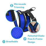 Gooby Comfort X Head in Harness - Blue, Small - No Pull Small Dog Harness, Patented Choke-Free X Frame - Perfect on The Go Dog Harness for Medium Dogs No Pull or Small Dogs for Indoor and Outdoor Use Small Chest (11.75-15.5")