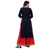 Ashta Vinayak Creations Women's Casual Rayon Embroidered Straight Kurti With Sharara Set(AVC74_Black_Red)