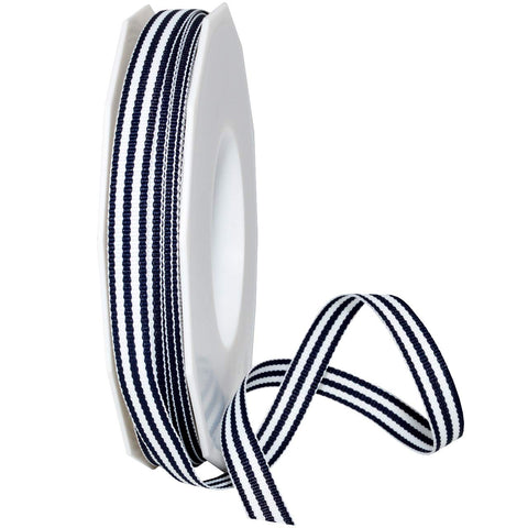 Morex Stripes Ribbon, Grosgrain, 3/8 Inch by 20 Yards, Navy 1 Count (Pack of 1)