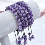 Massive Beads Natural Healing Power Gemstone Crystal Beads Unisex Adjustable Macrame Bracelets 8mm Dream Amethyst