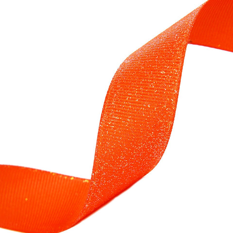 Morex Ribbon Dazzle Glitter Grosgrain Ribbon, 7/8-Inch by 20-Yard, Torrid Orange (99005/20-750)