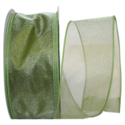 Reliant Ribbon Sheer Lovely Value Wired Edge Ribbon, 2-1/2 Inch X 50 Yards, Moss