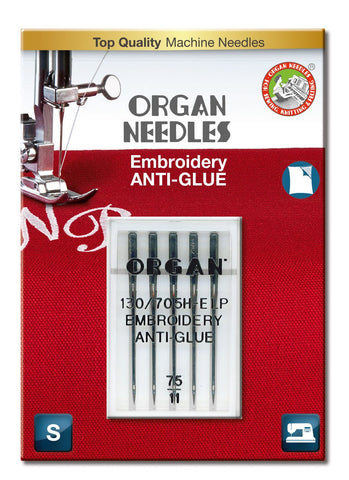 Organ Needles 75/11 Anti-Glue Embroidery x 5 Needles, 1 Count (Pack of 1) 1 Count (Pack of 1)