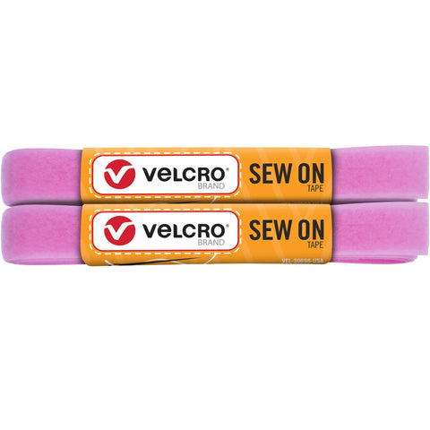 VELCRO Brand Sew on Tape 4ft x 3/4 in for Fabrics Clothing and Crafts, Substitute for Snaps and Buttons, Cut Strips to Length, Pink