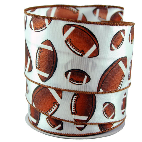 Craig Bachman Imports 8567339207 Wired Football Ribbon 2.5" Wide