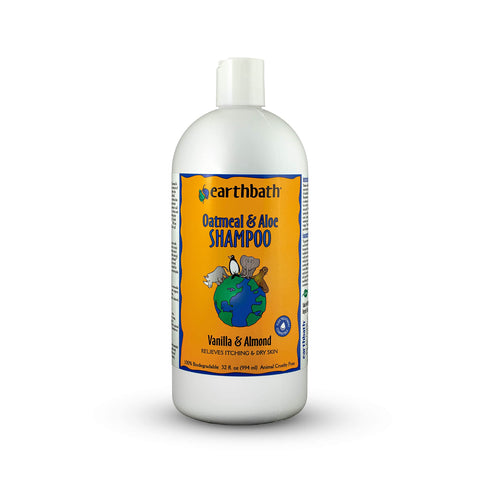 earthbath Oatmeal & Aloe Pet Shampoo - Vanilla & Almond, Itchy & Dry Skin Relief, Soap-Free, Good for Dogs & Cats, 100% Biodegradable & Cruelty Free - Give Your Pet That Heavenly Scent - 32Fl. Oz