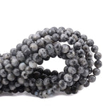 100Pcs Natural Crystal Beads Stone Gemstone Round Loose Energy Healing Beads with Free Crystal Stretch Cord for Jewelry Making (Larvikite Labradorite, 6MM) Larvikite Labradorite