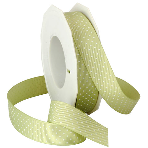 Morex Swiss Dot Polyester Grosgrain Ribbon, 7/8-Inch by 20-Yard Spool, Moss (3906.05/20-621) 7/8-In x 20-Yd Spring Moss