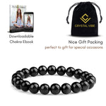 Crystal Vibe 8mm Black Obsidian Bracelet - Elastic Adjustable Crystal Bracelet for Spiritual Healing, Positive Energy – Black Bead Bracelet for men women