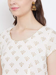 "PH" POSHAKHUB Adorable Women's Soft Cotton Printed Cap Sleeve Anarka Kurti
