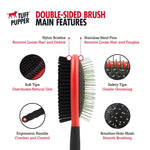 Tuff Pupper Double Sided Dog Brush | Two Sided Pin & Bristle Pet Brush | Pin Comb For Detangling & Dematting | Dense Bristle Brush For Removing Dirt & Loose Hair From Topcoat | Short or Long Cat Hair Double Sided Brush