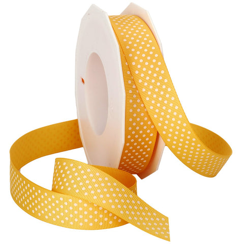 Morex Swiss Dot Polyester Grosgrain Ribbon, 7/8-Inch by 20-Yard Spool, Bright Yellow (3906.05/20-705) 7/8-In x 20-Yd