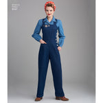 Simplicity Pattern 8447 U5 Misses' 1940s Vintage Pants, Overalls and Blouses, Size 16-24