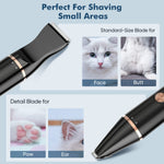 oneisall 2 Speed Cat Clippers with Double Blades, Cordless Small Cat Paw Trimmer, Low Noise for Trimming Dog's Hair Around Paws, Eyes, Ears, Face, Rump-Black Black