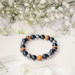 Crystal Vibe Triple Protection Bracelet - 10mm Bead Bracelet for women men With Natural Stones of Tiger Eye Hematite and Black Obsidian - Healing Crystal Bracelet for Good Luck Prosperity Happiness
