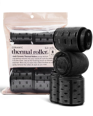 Kitsch Ceramic Thermal Hair Rollers - Salon Quality Hairdressing Curlers - Pack of 8 Assorted Size Self Grip Hair Curlers Create Waves and Curls DIY Hairstyle Ideal for Holiday Gift Variety Pack