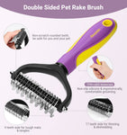 Faveetie Pet Grooming Brush - Double Sided Shedding Dematting Undercoat Rake Comb - Deshedding Brush for Dogs and Cats, Mats & Tangles Removing, Pet Nail Clippers Grooming Tool 3 PCS kit, Extra Wide
