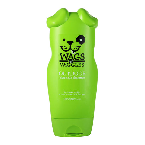 Wags & Wiggles Outdoor Citronella Dog Shampoo in Lemon Drop Scent | Great Smelling Dog Shampoo, Cleansing Dog Grooming Supplies for Smelly Dogs, 16 Oz 16 Ounces Outdoor Shampoo