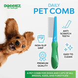 Daily Pet Comb for Dogs and Cats with Fine, Fluffy, and Long Hair - Metal Dog Comb for Grooming Small Dogs & Large Breeds - Steel Cat Comb for Deshedding and Pet Safe Dematting Comb - Dog Groomer Comb