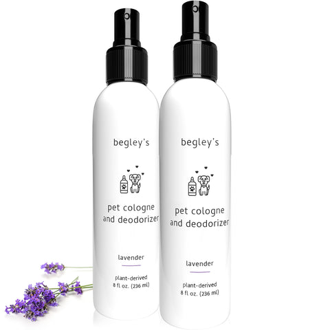 Begley’s Natural Pet Cologne and Deodorizer - Premium Essential Oil Scented Dog Body Spray and Cat Perfume - Dog Grooming Spray and Pet Odor Eliminator - Cat Cologne Mist, Dog Cologne Spray Long Lasting - 8 oz, Lavender, 2 Pack 8 Fl Oz (Pack of 2)