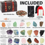 24Pcs Healing Crystals Set Real Chakra Energy Stones in Red Wooden Box Spiritual Crystals Witchcraft Kit, 7 Large and 7 Small Raw, 7 Tumbled Stones, 1 Bag of Mini Crystals, 1 Pendulum, 1 Altar Cloth Red Wooden Box(24pcs)
