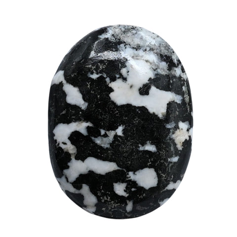 Black and White Tourmaline Palm Stone - Pocket Massage Worry Stone for Natural Body Chakra Balancing, Reiki Healing and Crystal Grid Black & White Tourmaline