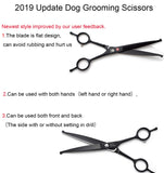 Dream Reach 7.0 Inches Professional Pet Cat Dog Grooming Shears Scissors, Straight, Curved, Thinning/Blending/Chunking Scissors Kit (Upwrap Cutting) Upwrap Cutting