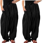 ANARO Black Combo Cotton Patiala Salwar Pants For Womens And Girls Black and Chocolate