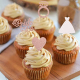 24 PCS Bride to Be Cupcake Toppers with Heart Ring Dress Bridal Shower Cupcake Picks Wedding Engagement Bachelorette Party Cake Decorations Supplies Rose Gold