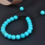 Massive Beads Natural Healing Power Gemstone Crystal Beads Unisex Adjustable Macrame Bracelets 8mm Blue Turquoise