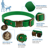 Wisedog Dog Collar and Leash Set Combo: Adjustable Durable Pet Collars with Dog Leashes for Small Medium Large Dogs,Includes One Bonus of Poop Bag Holder (M, Sand Color) M(Collar:12"-18";Leash:5 ft)