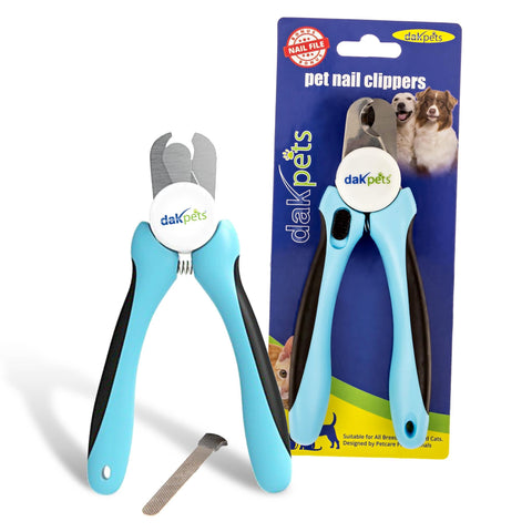 DakPets Dog Nail Clippers | Professional Dog Nail Trimmer for Medium to Large Breeds | Pet Nail Clippers for Dogs with Safety Guard | Stainless Steel Nail Cutter for Dogs and Pet Nail File Medium - Large Blue