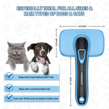 Dog Brush for Shedding Long & Short Haired Dogs, Cat Self Cleaning Slicker Retractable Brush for Curly Straight Hair, Easily Removes Mats Tangles and Loose Fur from Animals and Pet's Coat Blue