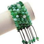 Massive Beads Natural Healing Power Gemstone Crystal Beads Unisex Adjustable Macrame Bracelets 8mm Agate Green
