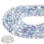 70PCS Natural 8MM Healing Gemstone, Synthetic Frosted Mermaid Energy Stone Round Loose Beads, Semi-Precious Crystal Beads with Free Elastic String for Jewelry Making DIY