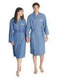 AW BRIDAL 2PCS Couple's Cotton Waffle Robe Embroidered Monogram Robes Bridal Robes Lightweight Bathrobe Set for Men Women Airy Blue Robe - Mrs.&mr. Monogram