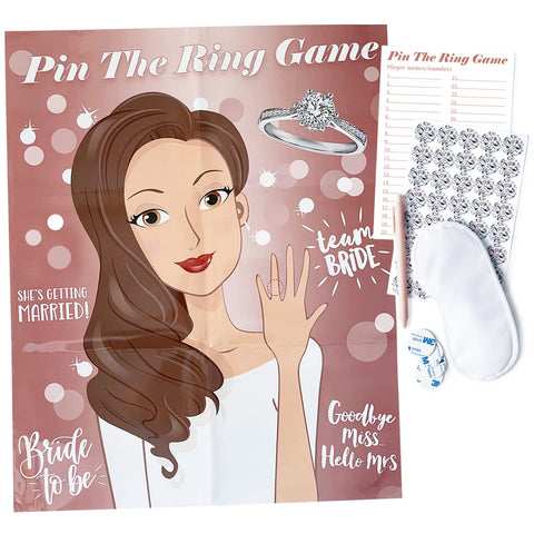 TYHJOY Pin the Ring on the Bride Game, 40 Guests Bridal Shower Bachelorette Party Decorations Games
