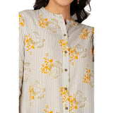 STOP Embroidered Cotton Mandarin Collar Womens Straight Fit Kurta
