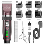 oneisall Dog Clippers Low Noise, 2-Speed Quiet Dog Grooming Kit Rechargeable Cordless Pet Hair Clipper Trimmer Shaver for Small and Large Dogs Cats Animals (Brown) Brown