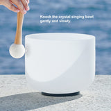 CVNC 8 Inch G Note Throat Frosted Quartz Crystal Singing Bowl Free Mallet & O-ring Sound Healing Instrument