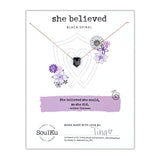 SoulKu Empowering Necklace, Empowering Jewelry With Healing Crystal, Inspirational Necklace For Strong Women, Mom & Sister, 16" Cord with 2" Sterling Silver Extender (Black Spinel) Black Spinel