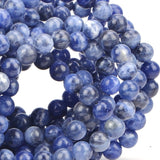80Pcs Natural Crystal Beads Stone Gemstone Round Loose Energy Healing Beads with Free Crystal Stretch Cord for Jewelry Making (Blue Sodalite, 10mm) Blue Sodalite
