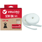 VELCRO Brand ECO Collection | Non Adhesive Sew On Tape for Clothes and Fabrics | Cut Strips to Custom Length for Sewing | 15ft x 3/4in Roll, White Sew 'Em!