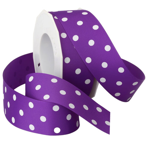 Morex Grosgrain Dot Ribbon, 1-1/2-Inch by 20-Yard Spool, Purple with White Dots (Model: 3908.38/20-465) Purple (White Dots) 1.5 x 20 YD