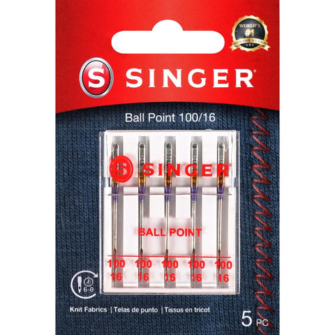 SINGER Ball Point Sewing Machine Needles, Size 100/16-5 Count 110/18 5.0