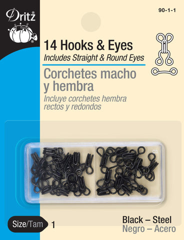 Dritz Hooks & Eyes, Size 1, Black