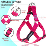 No Pull Dog Harness - Step in Easy Walking Dog Harness and Leash for Small Medium Large Dog - Escape Proof Adjustable Soft Nylon Full Body Dog Harness Leash Collar Set MEDIUM (chest: 17.3"-23.4" neck: 12"-16") Rose Red