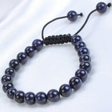 Massive Beads Natural Healing Power Gemstone Crystal Beads Unisex Adjustable Macrame Bracelets 8mm Blue Sand