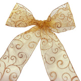 Morex Ribbon Wired Swirl Ribbon, 4 inches by 25 Yards, Gold/Bronze, 7416.100/25-623 4" x 25 yd